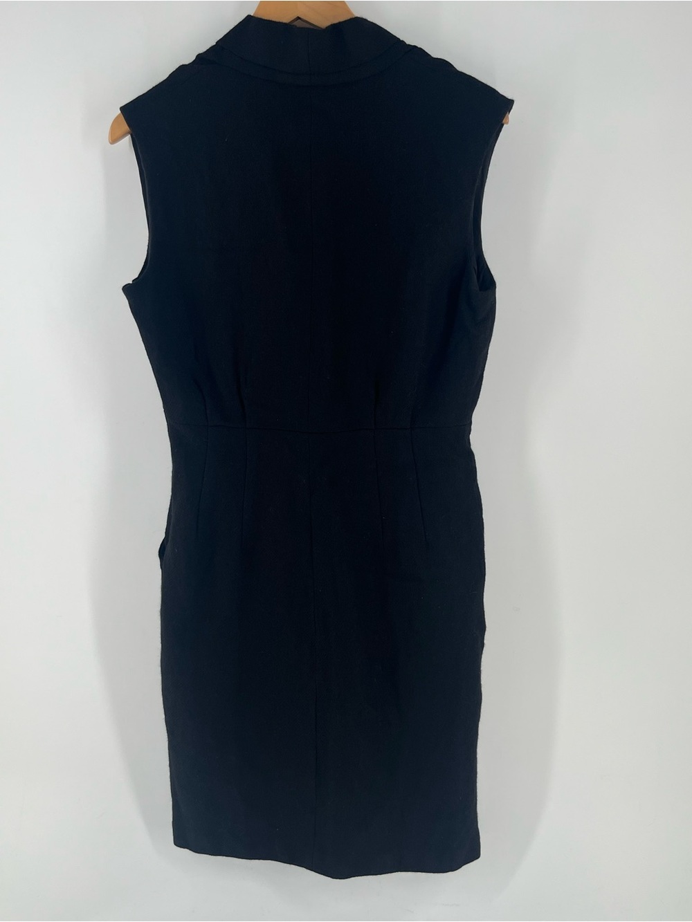 Adam Lippes 100% Wool Sheath Dress 10 Black Silk Lined Pockets Luxury Career - Picture 7 of 14